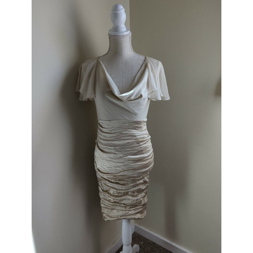 Vtg 90s Gold Label Nicole Miller Silk Dress Ruched Bodycon Fabulous